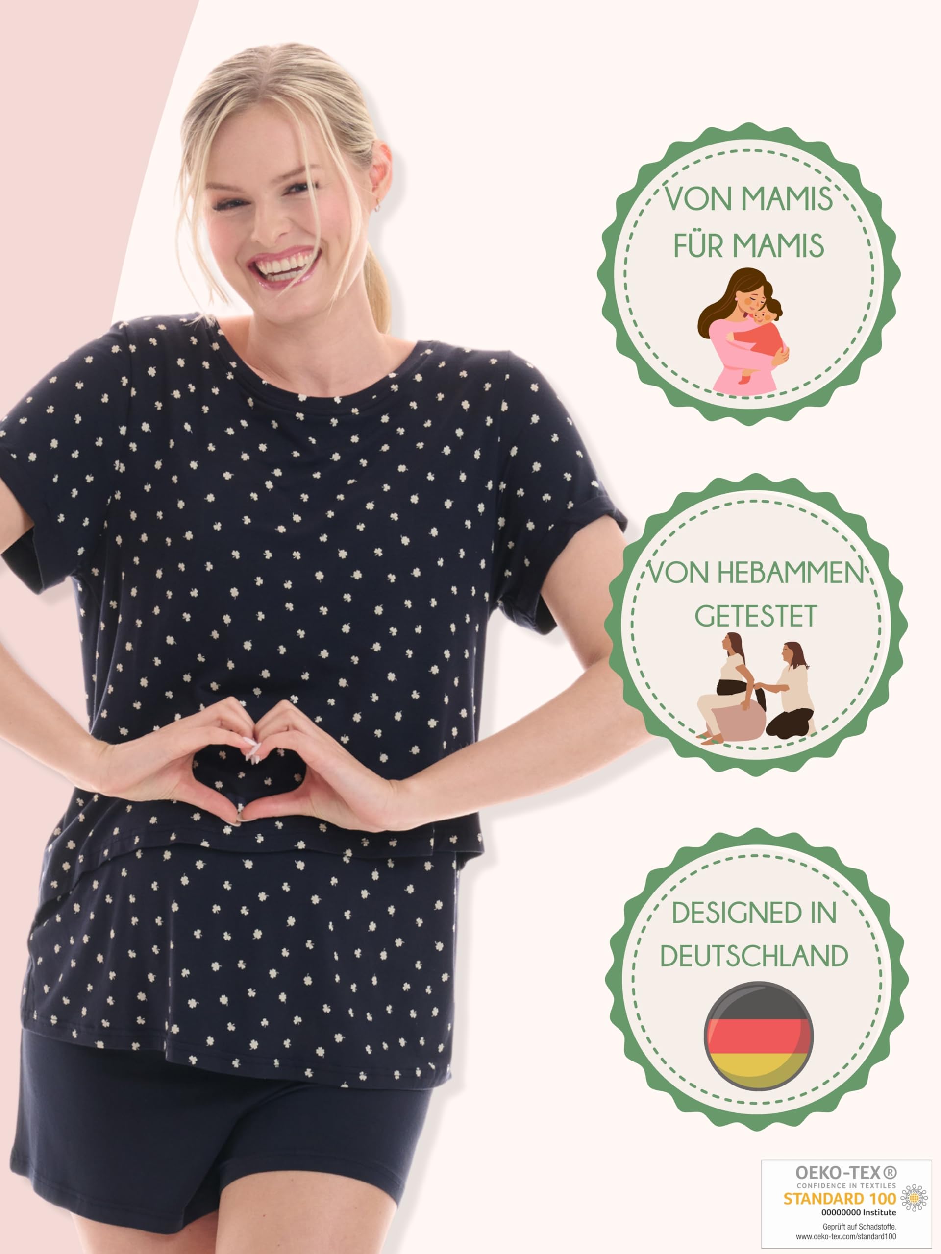 herzmutter-still-schlafanzug-kurz-2550-2650-stillpyjama-umstandspyjama-set image 2