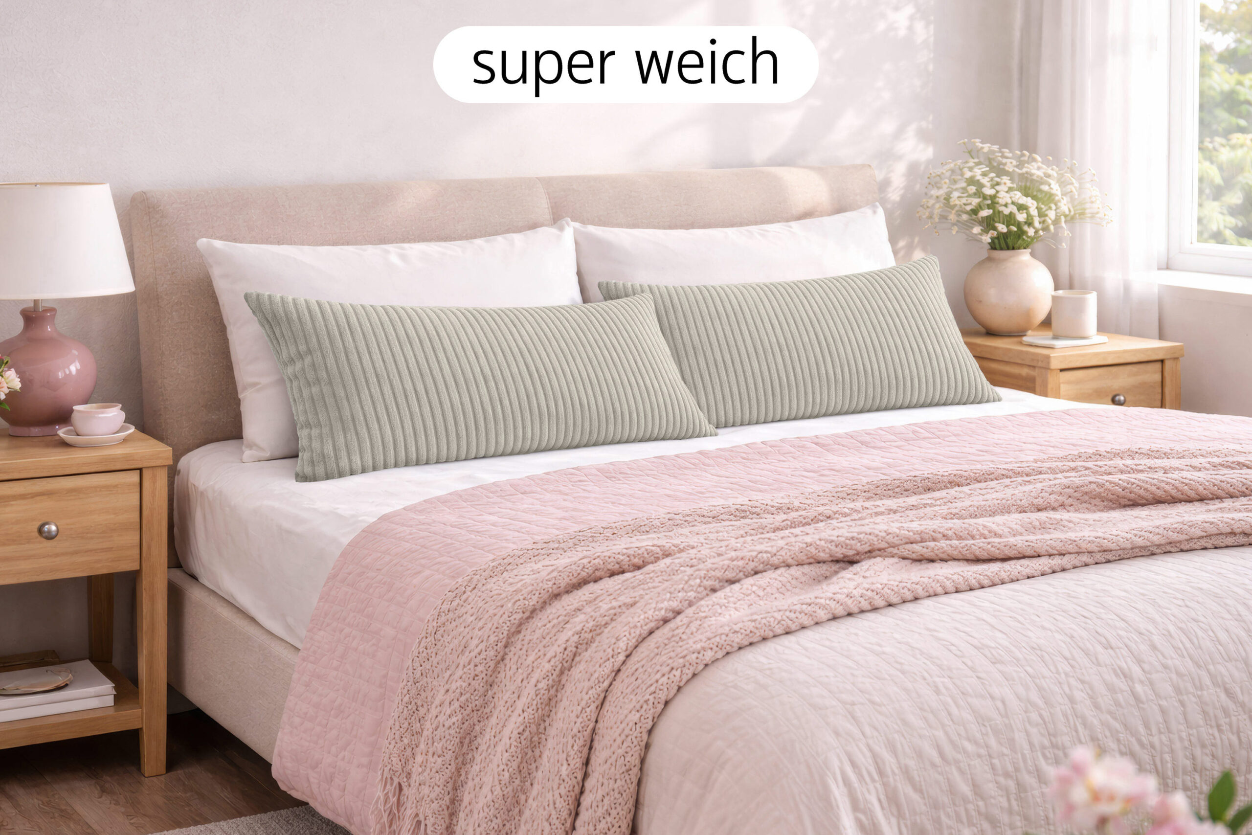 amilian-dekokissen-40x80-cm-mit-f-llung-sofakissen-couchkissen-in-cord-optik image 2