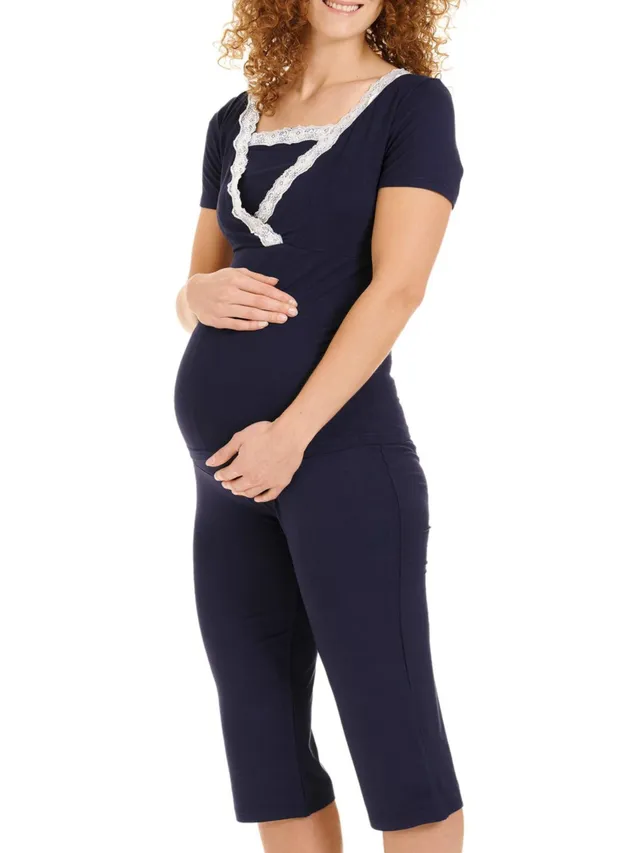 herzmutter-still-schlafanzug-kurz-stillpyjama-set-umstandspyjama-damen image 1