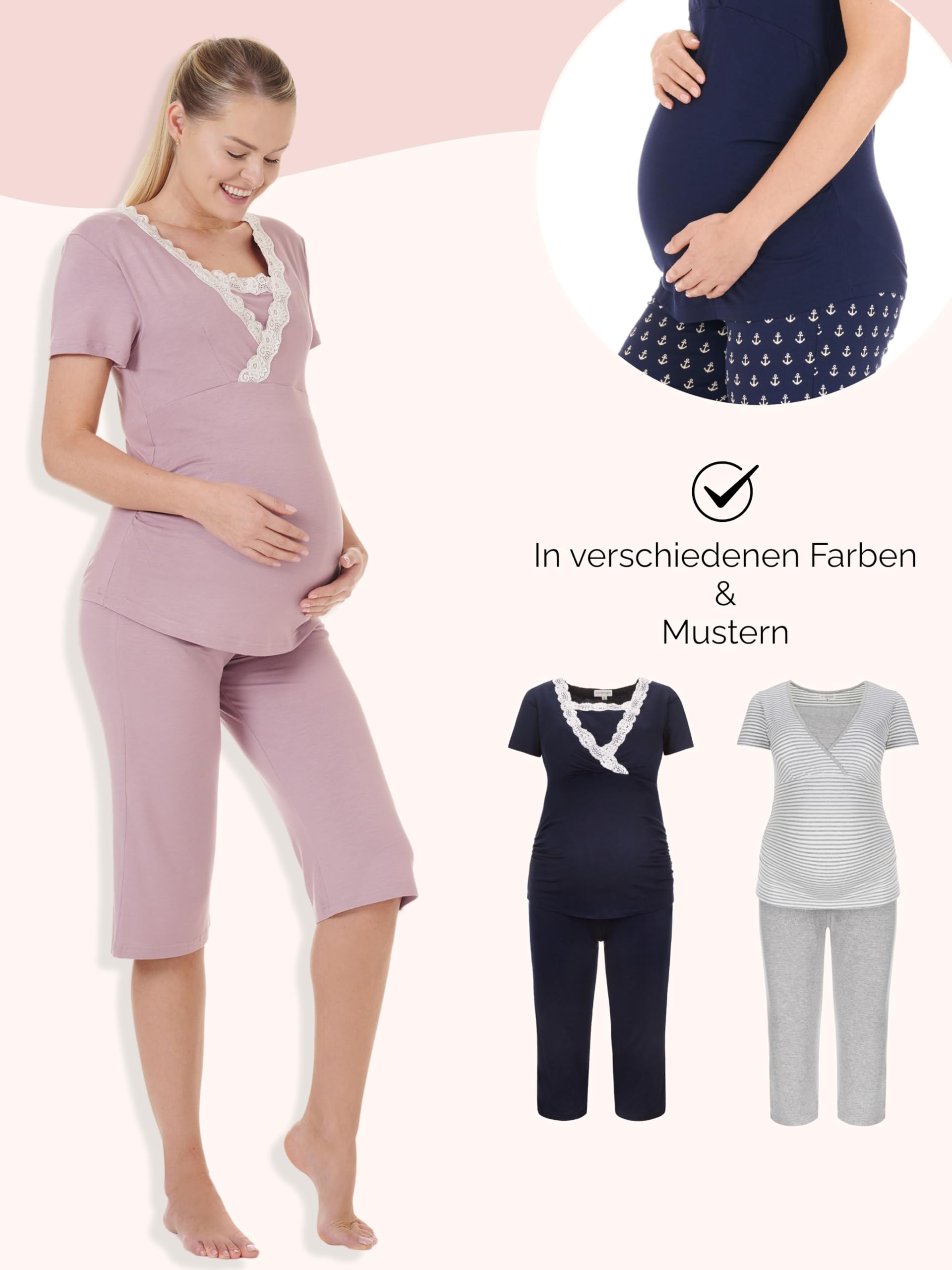 herzmutter-still-schlafanzug-kurz-stillpyjama-set-umstandspyjama-damen image 4